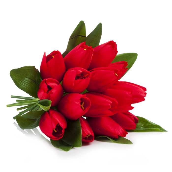 Canora Grey 18 Heads Silk Tulips Floral Arrangement in Vase Wayfair